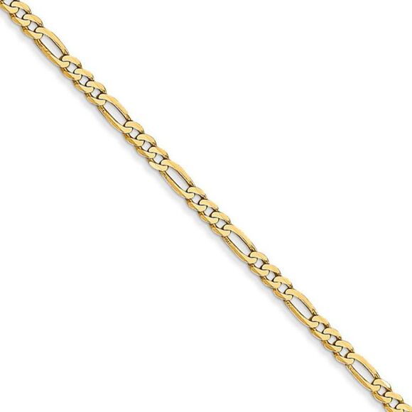 2.25mm 14k Yellow Gold Flat Figaro Chain Necklace 28 Inch